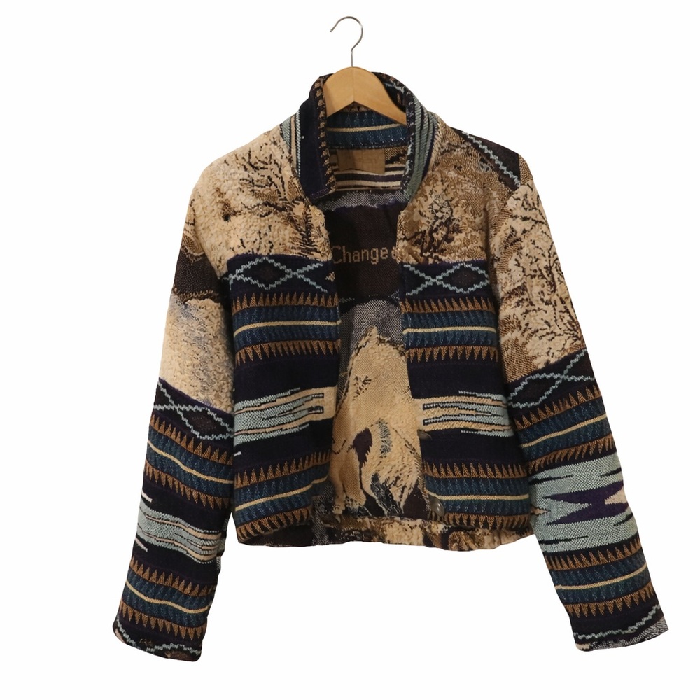 Painted Pony Tapestry Cropped Jacket Southwestern Boho - S/M